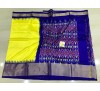 Pochampally ikkat silk yellow and royal blue color combination saree