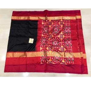 Pochampally ikkat Silk black and pink color combination saree.(pallu and blouse same design) 